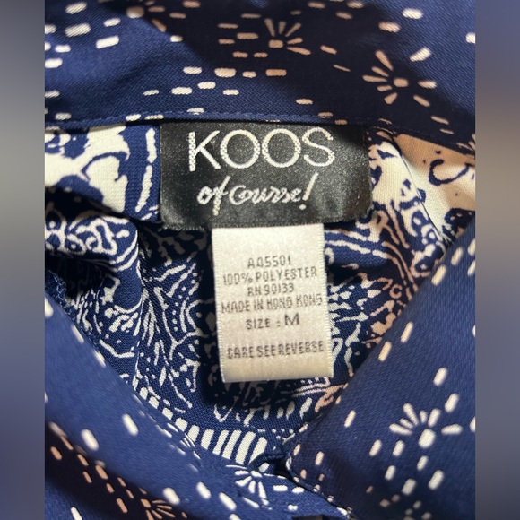 Koos Of Course Button Up Long Sleeve Tunic Top Navy Blue White Womens M - Picture 5 of 6